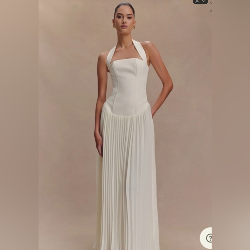 Meshki Cream Halter Maxi Dress